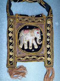 Сумка индийская со слоном бохо велюр вышивка