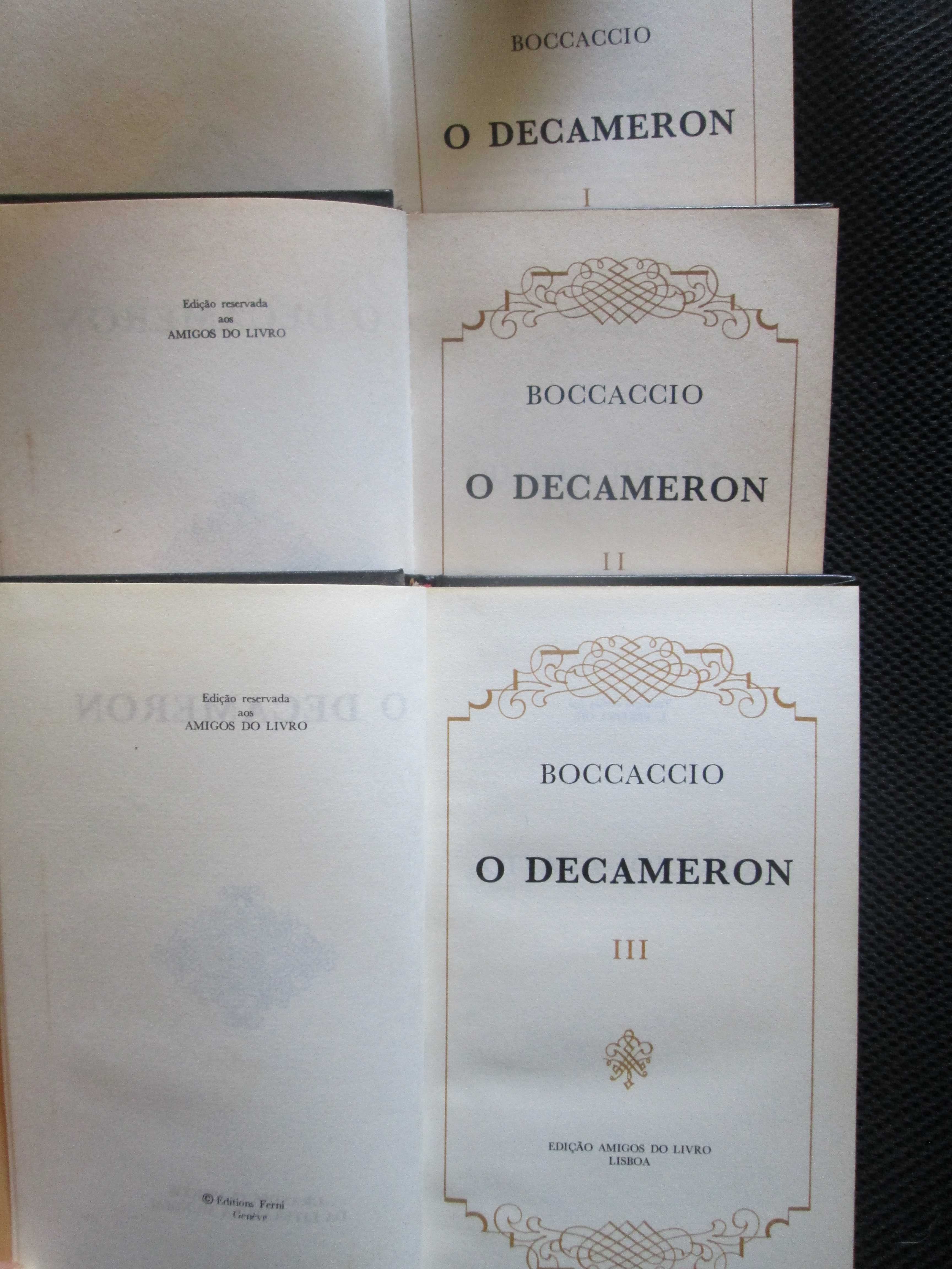 O Decameron  em 3 volumes, de Giovanni Boccaccio