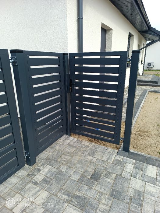 Brama panelowa, furtka, ogrodzenie, montaż, palisada