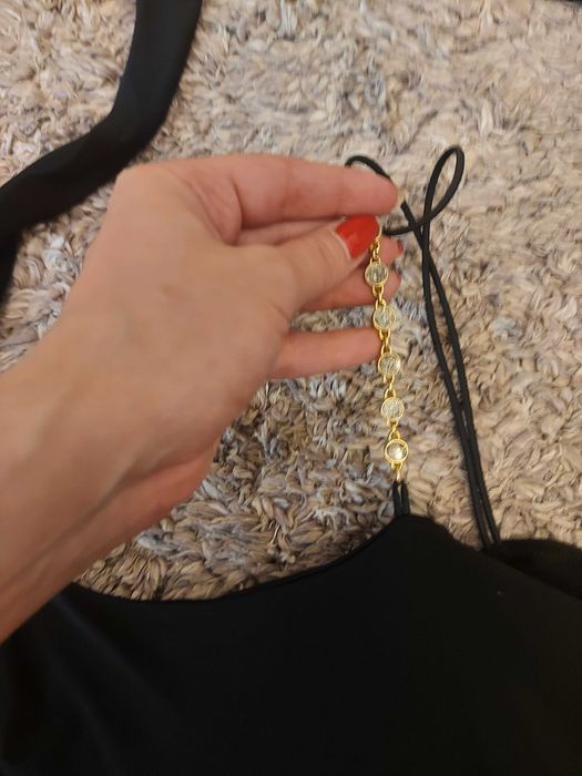 Czarna maxi wieczorowa sukienka z rozporkiem rozm. S, M