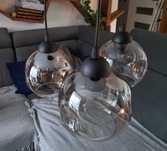 Lampa żyrandol loft czarny 3-lampy pająk szklane klosze