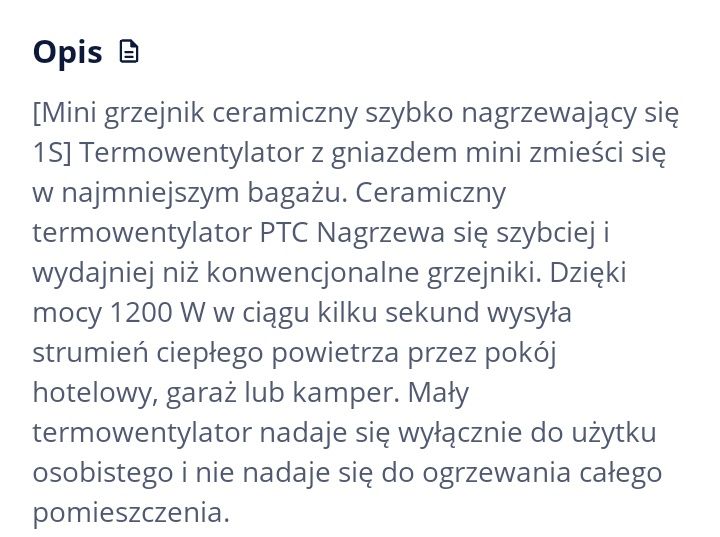 Mini grzejnik gniazdkowy