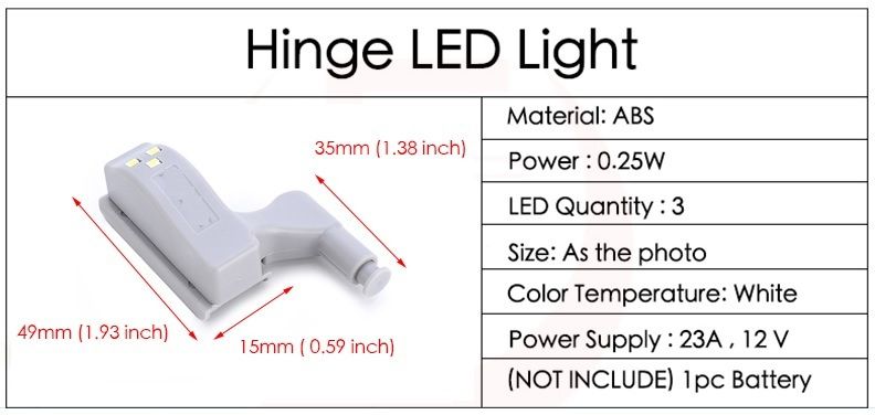 Dobradiça LED Sensor de Luz OFEREÇO Bateria