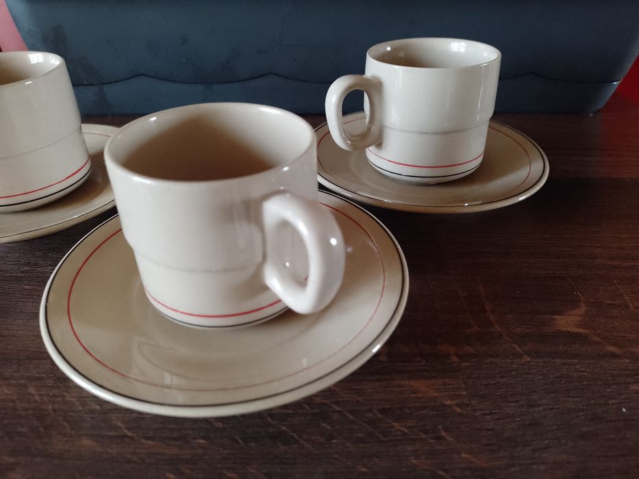 Filiżanki espresso 3szt + podstawki, prod. Tułowice