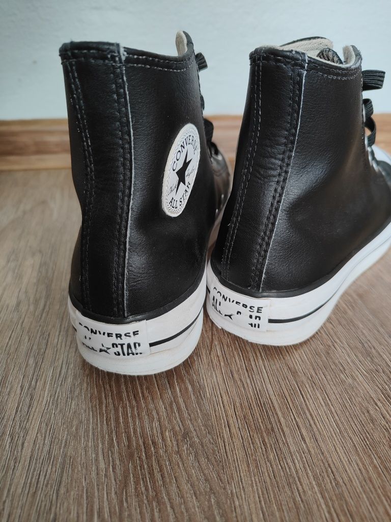 Czarne skórzane buty Converse Chuck Taylor all star skórzane trampki