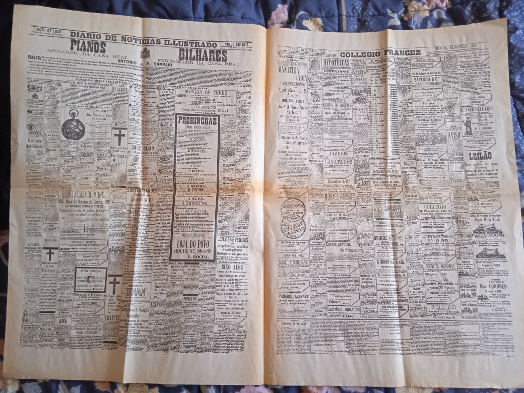 Antigo jornal de notícias 1 de janeiro de 1900