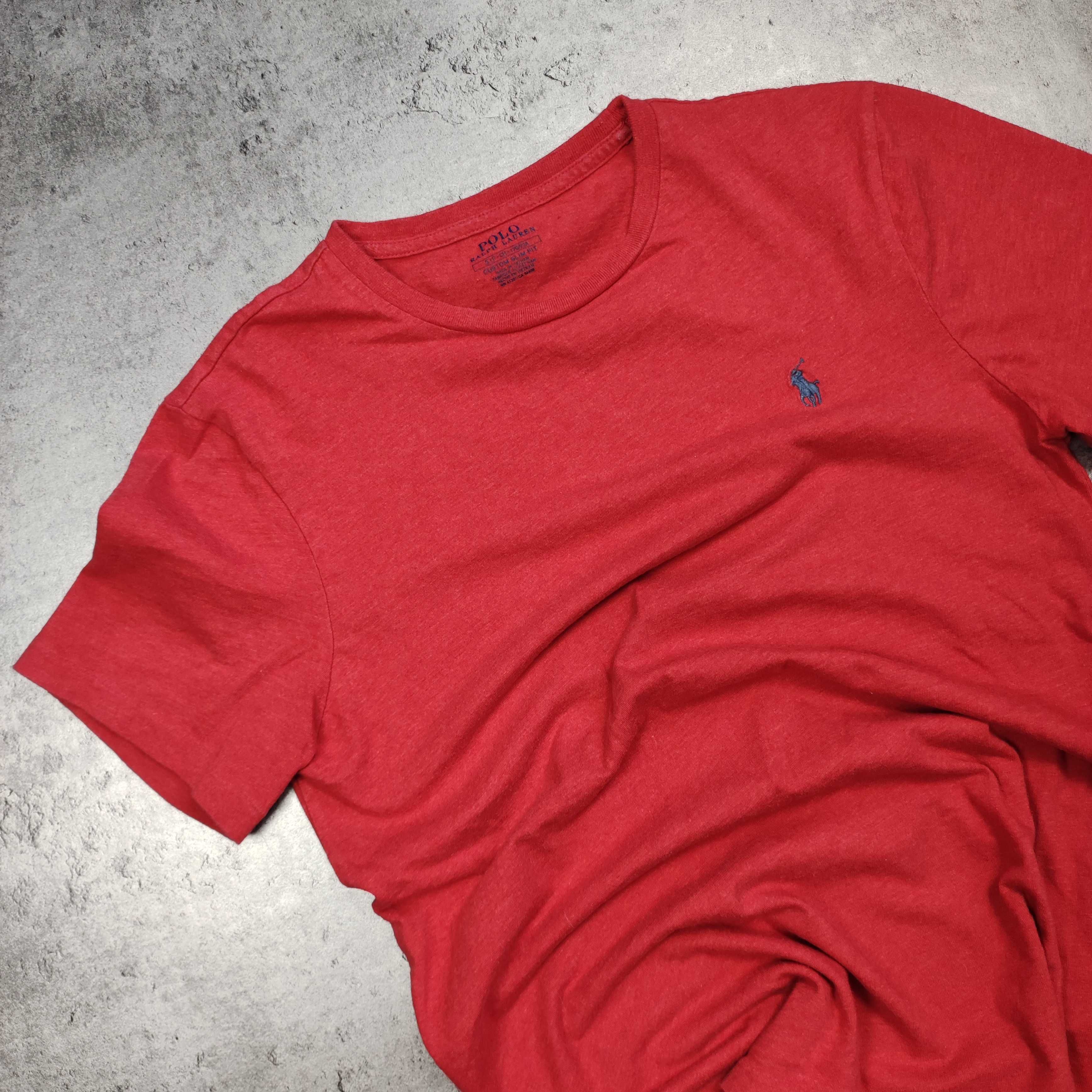 MĘSKA Czerwona Koszulka Klasyczna Elegancka Bawełna Polo Ralph Lauren