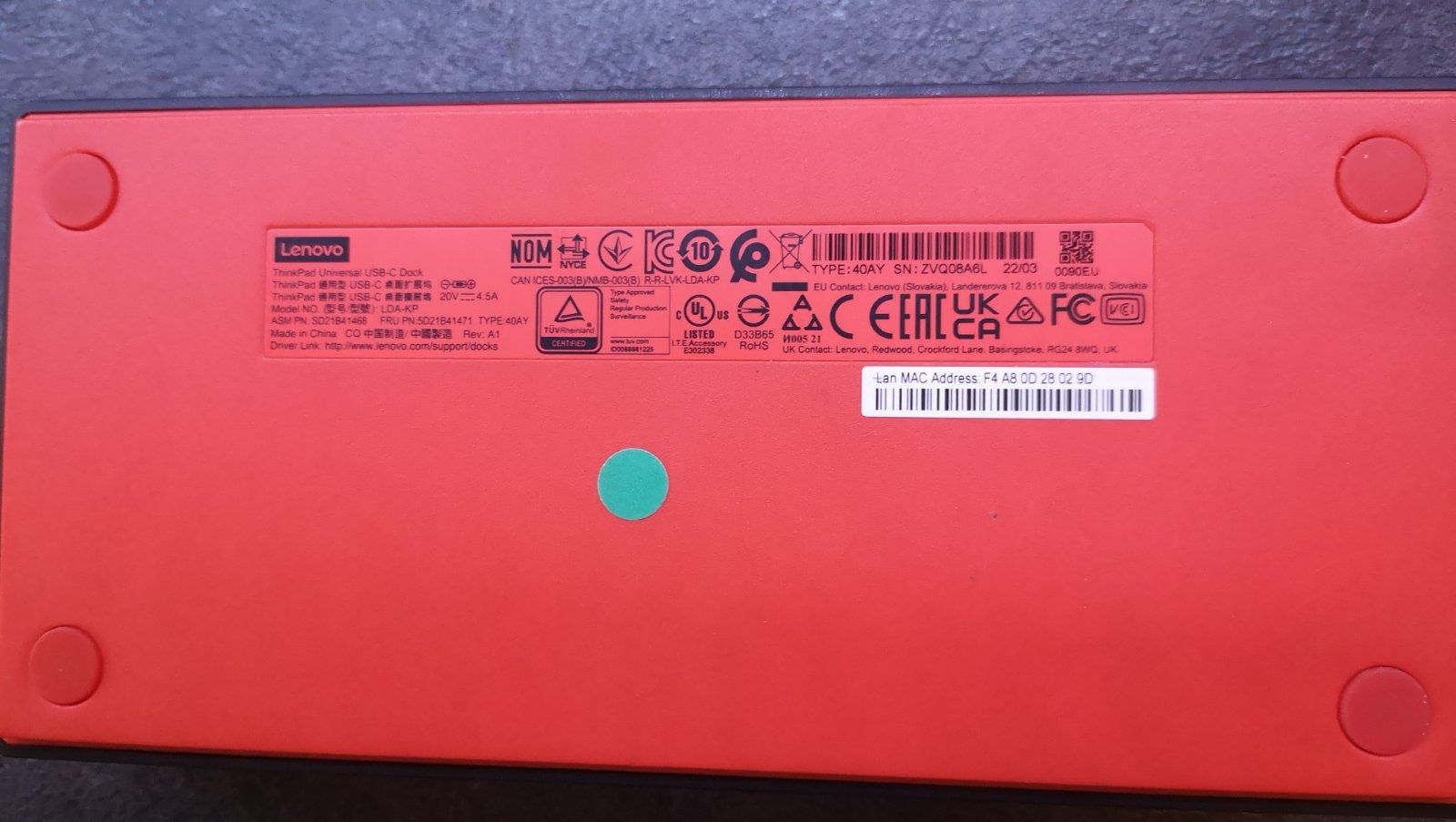 Stacja dokująca Lenovo ThinkPad Universal USB-C Dock 40AY