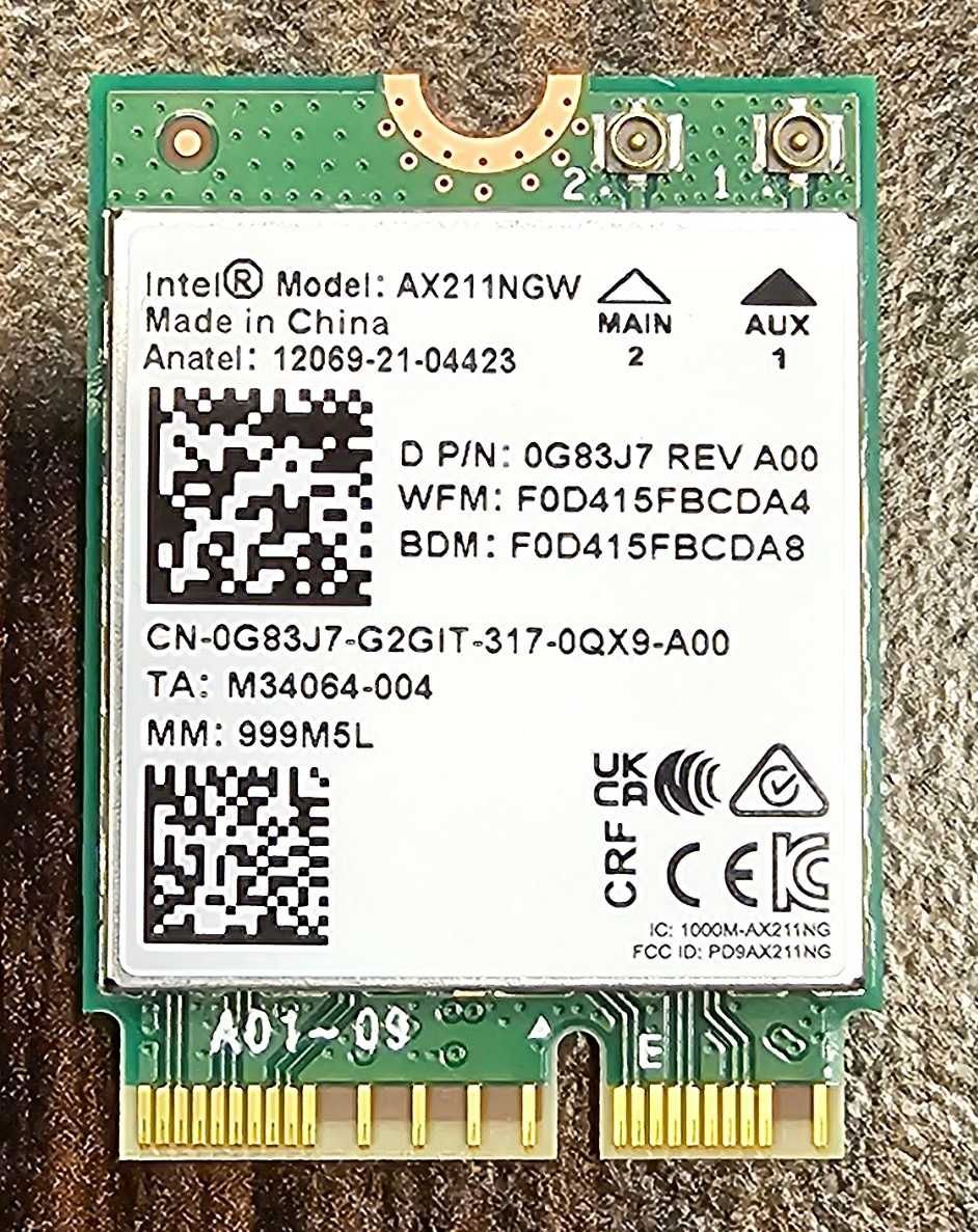 Karta sieciowa Intel WiFi 6E Card AX211 CNVio2 M.2 2230