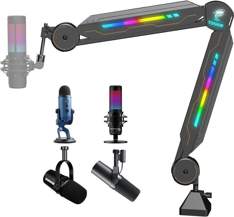 Ramię Wysięgnika RGB, Tonor Regulowany Statyw Mikrofonowy Z Oświetleni