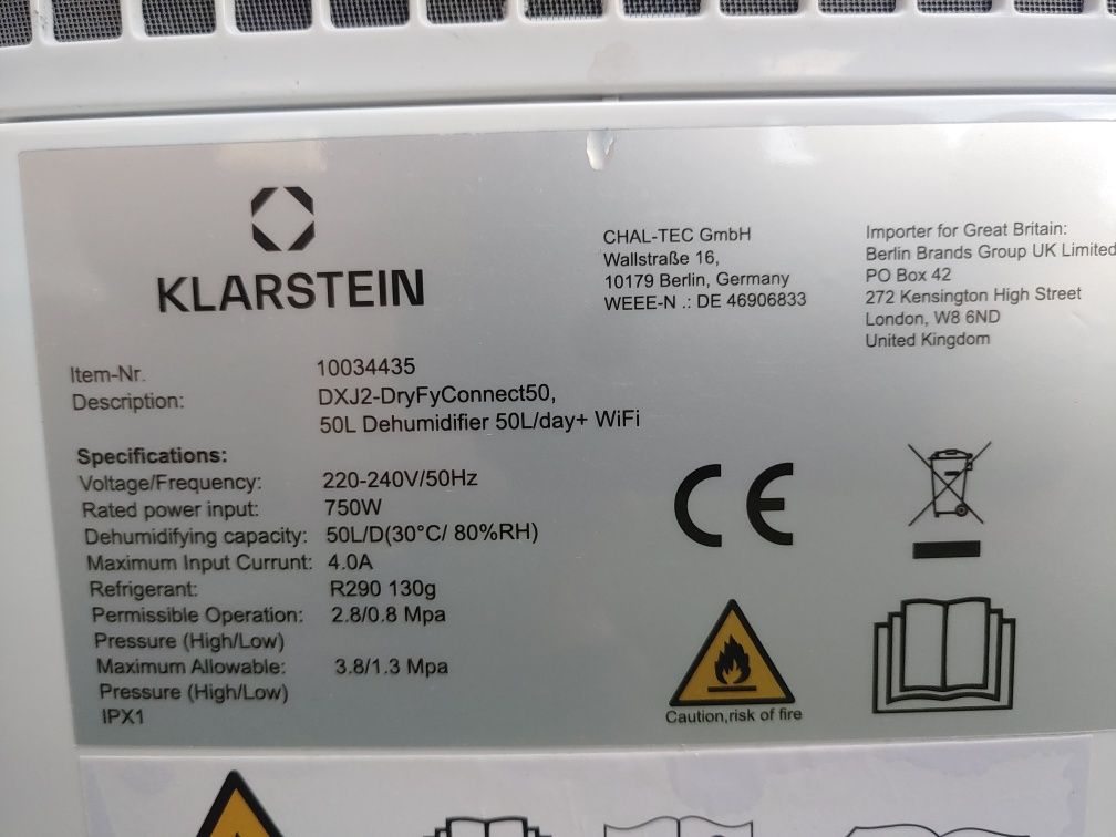 Осушувач повітря KLARSTEIN DryFy Connect 50 (10034435)