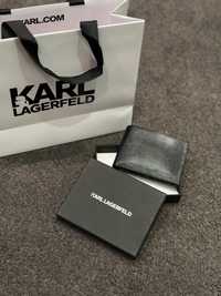 Czarny Skórzany portfel Karl Lagerfeld nowy oryginalny w kartoniku HIT