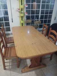 Mesa jantar madeira maciça com cadeiras