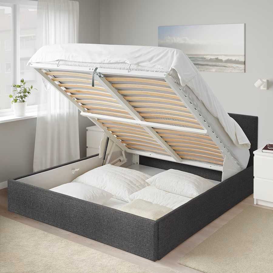 IDANÄS Łóżko z pojemnikiem ciemnoszary 160x200 Malm Idanas Nowe