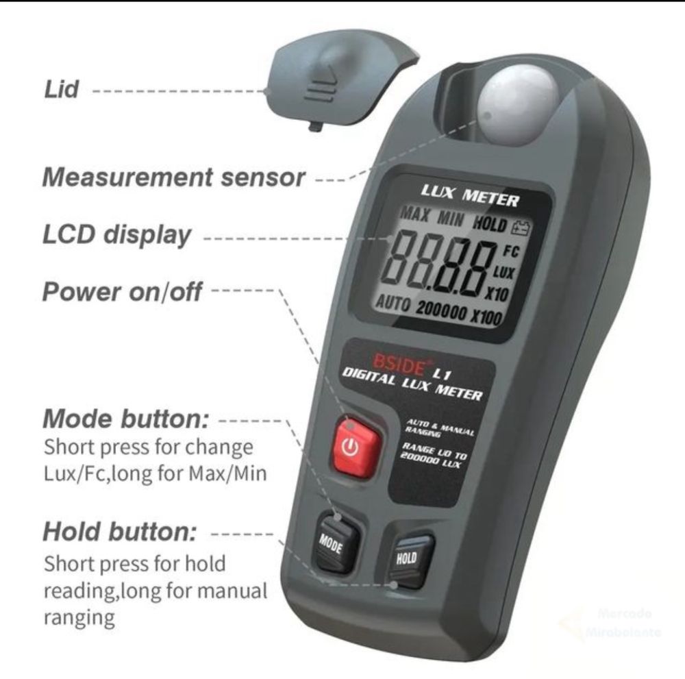 Medidor de luz digital com tela LCD