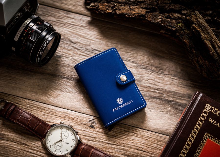 skórzane etui z podajnikiem na karty i wizytówki - peterson