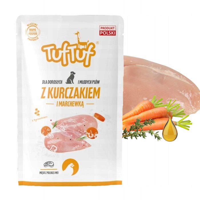MOKRA KARMA DLA PSA TUF TUF Saszetka Kurczak z marchewką 40x100g