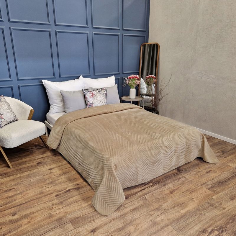 Narzuta na łóżko kanapę 200x220 Welurowa velvet pikowana kapa Caden Be