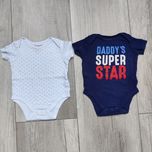 Białe/granatowe body chłopięce na krótki rękaw, 2 sztuki, rozmiar 80