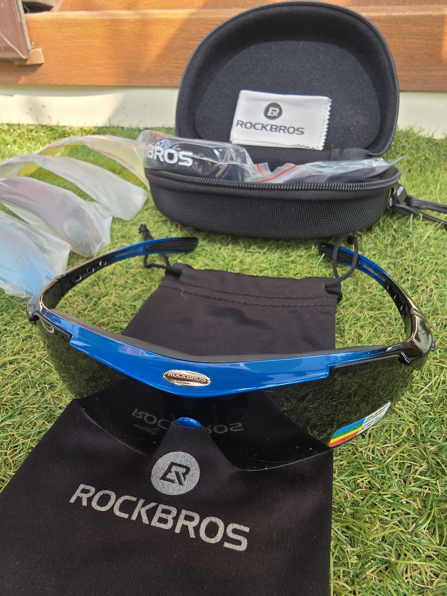 Okulary Rockbros fotochromowe polaryzacja + 5 soczewek rowerowe blue