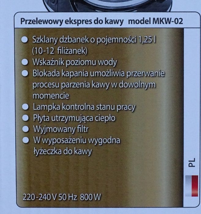 Ekspres do kawy, przelewowy. Fabrycznie nowy. Okazja