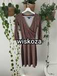Jesienna sukienka z wiskozy, do biura, codzienna, w liście, wzory, jas