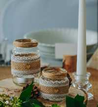 Świecznik na tealight ślub wesele komunia rustykalne dekoracje