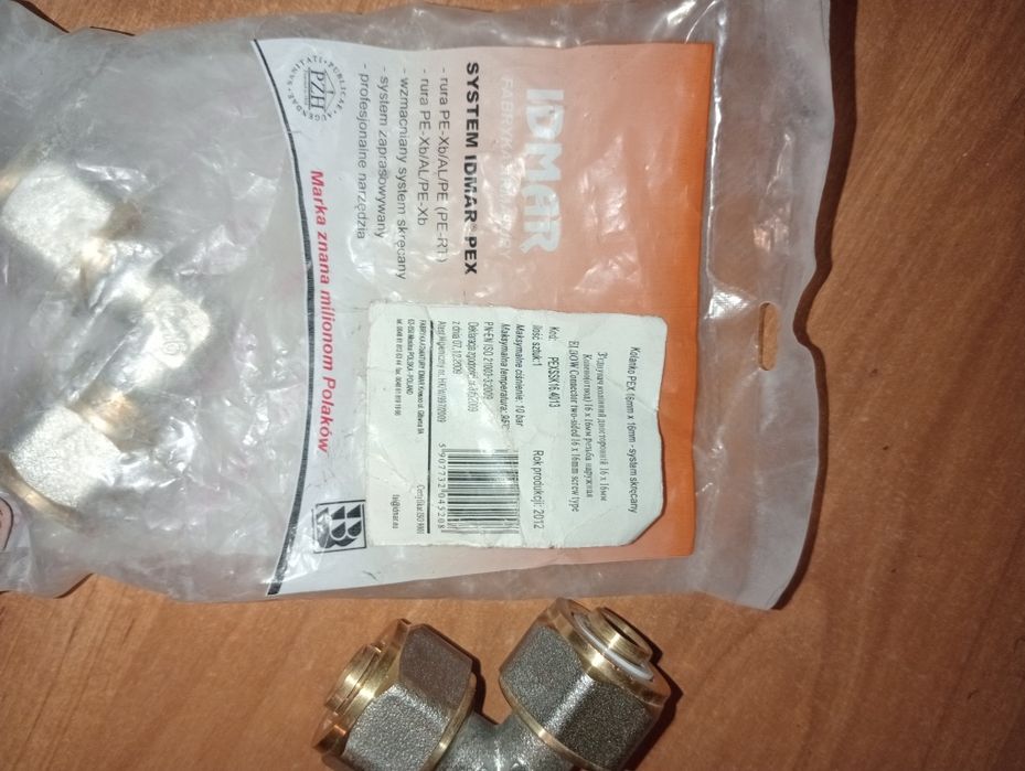 2 sztuki Kolanko 90° PEX 16x16mm IDMAR system skręcany