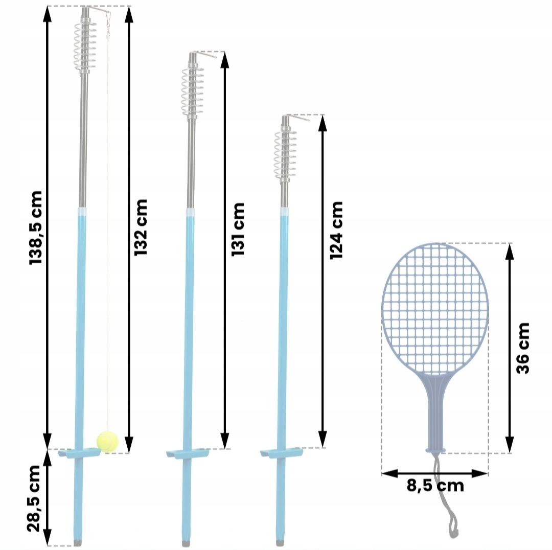 ZESTAW SPEEDBALL RAKIETY tenis piłka na lince stelaż 124-138,5cm