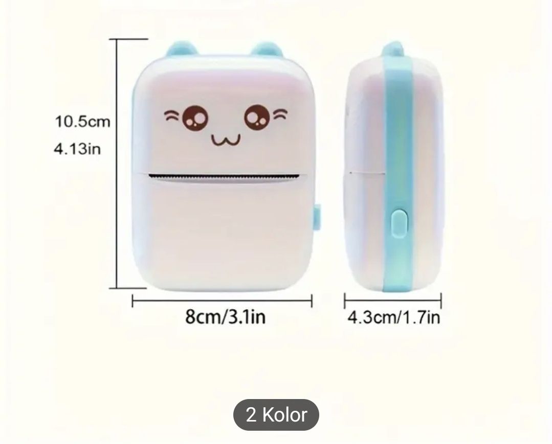 Zestaw mini drukarka z kablem i wkładem