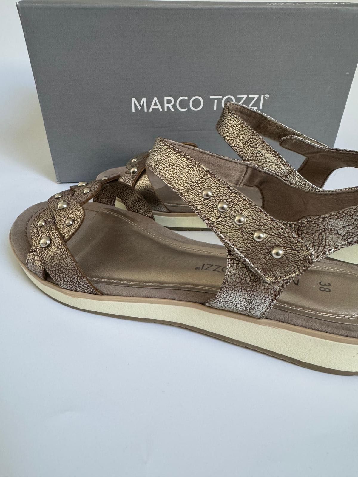 Nowe damskie sandały MARCO TOZZI złote 38
