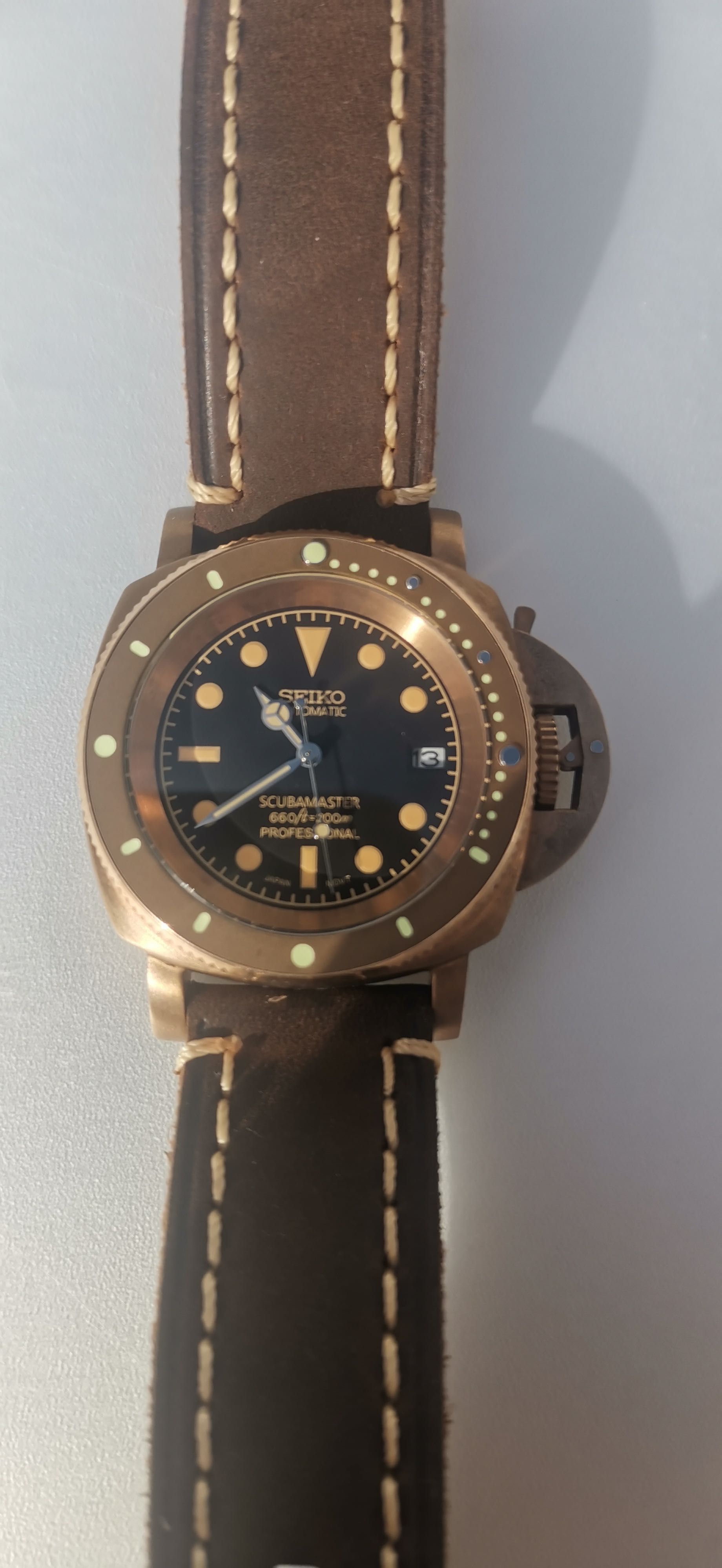 Seiko MOD Panerai Bronze Scubamaster safira - Único - Exclusivo