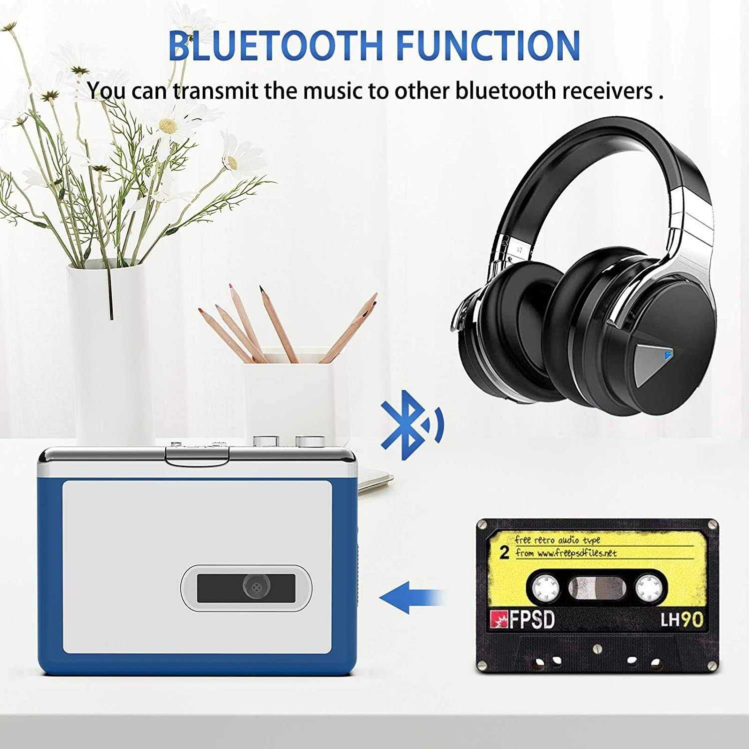 Przenośna nagrywarka kasetowa Bluetooth transmisja muzyki w styl retro