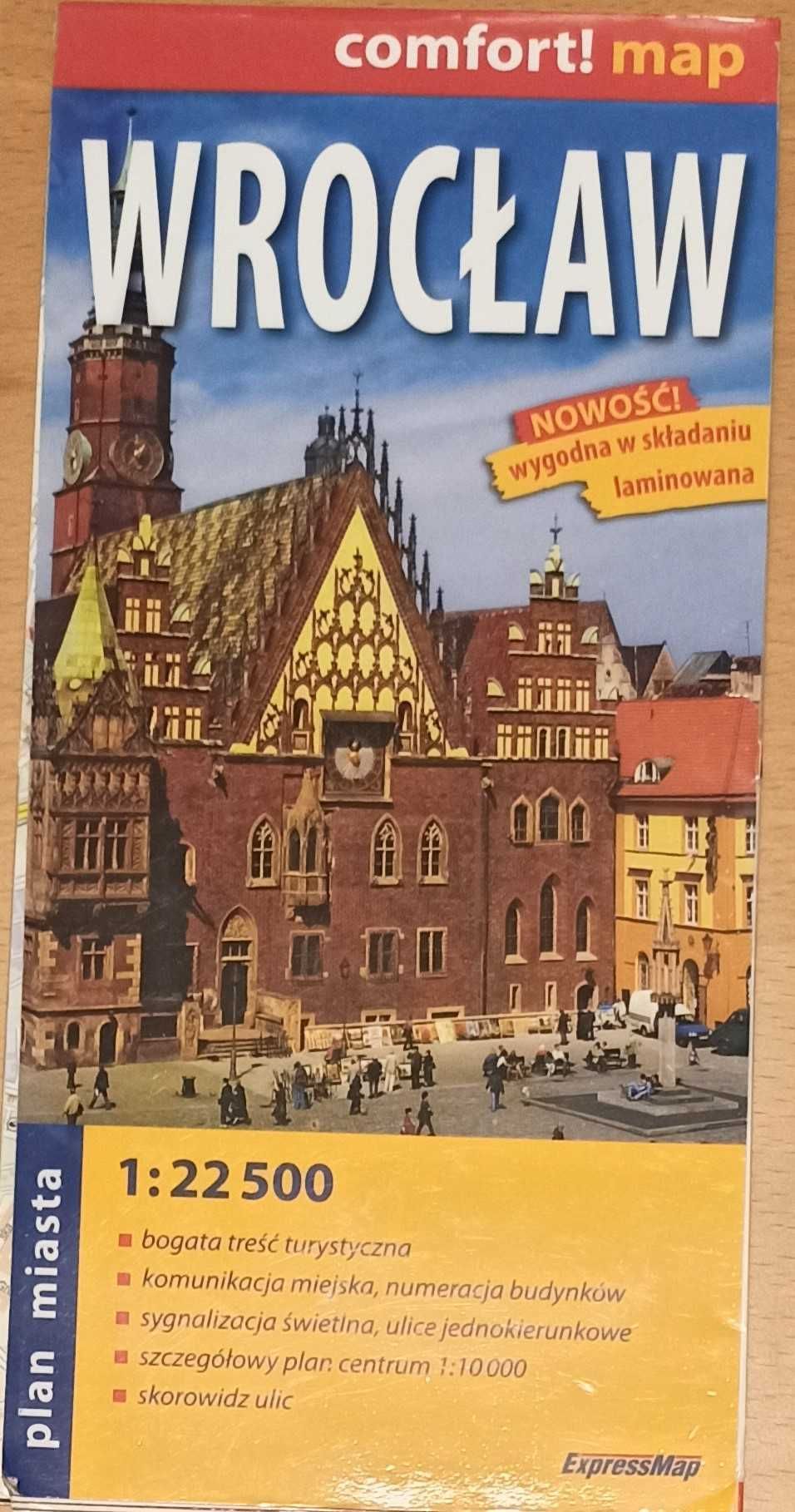 Wrocław laminowany plan miasta Comfort map 1 : 22 500