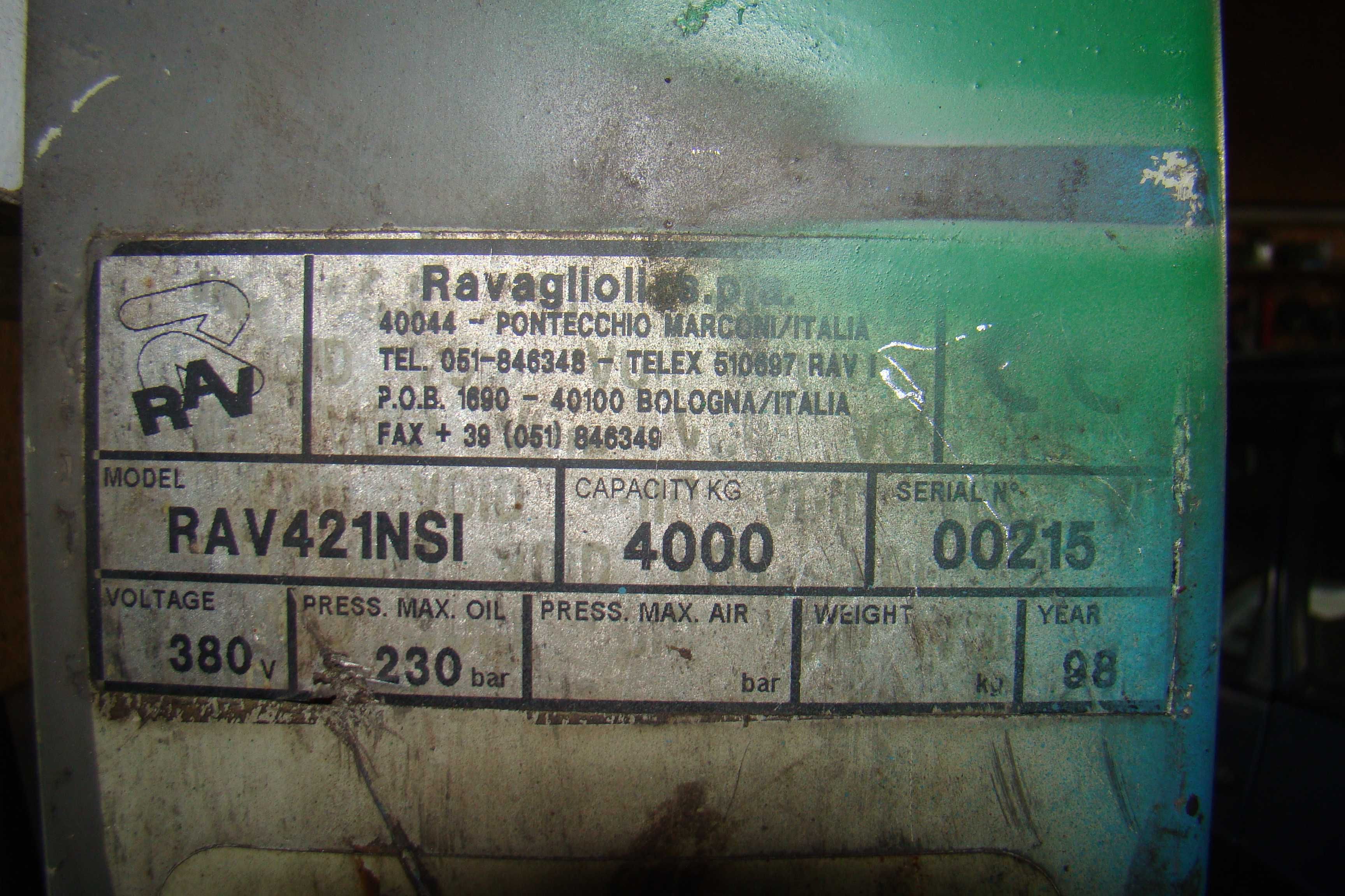 Четырехстоечный подъемник Ravaglioli RAV 421, 4 тонны, Италия, б/у