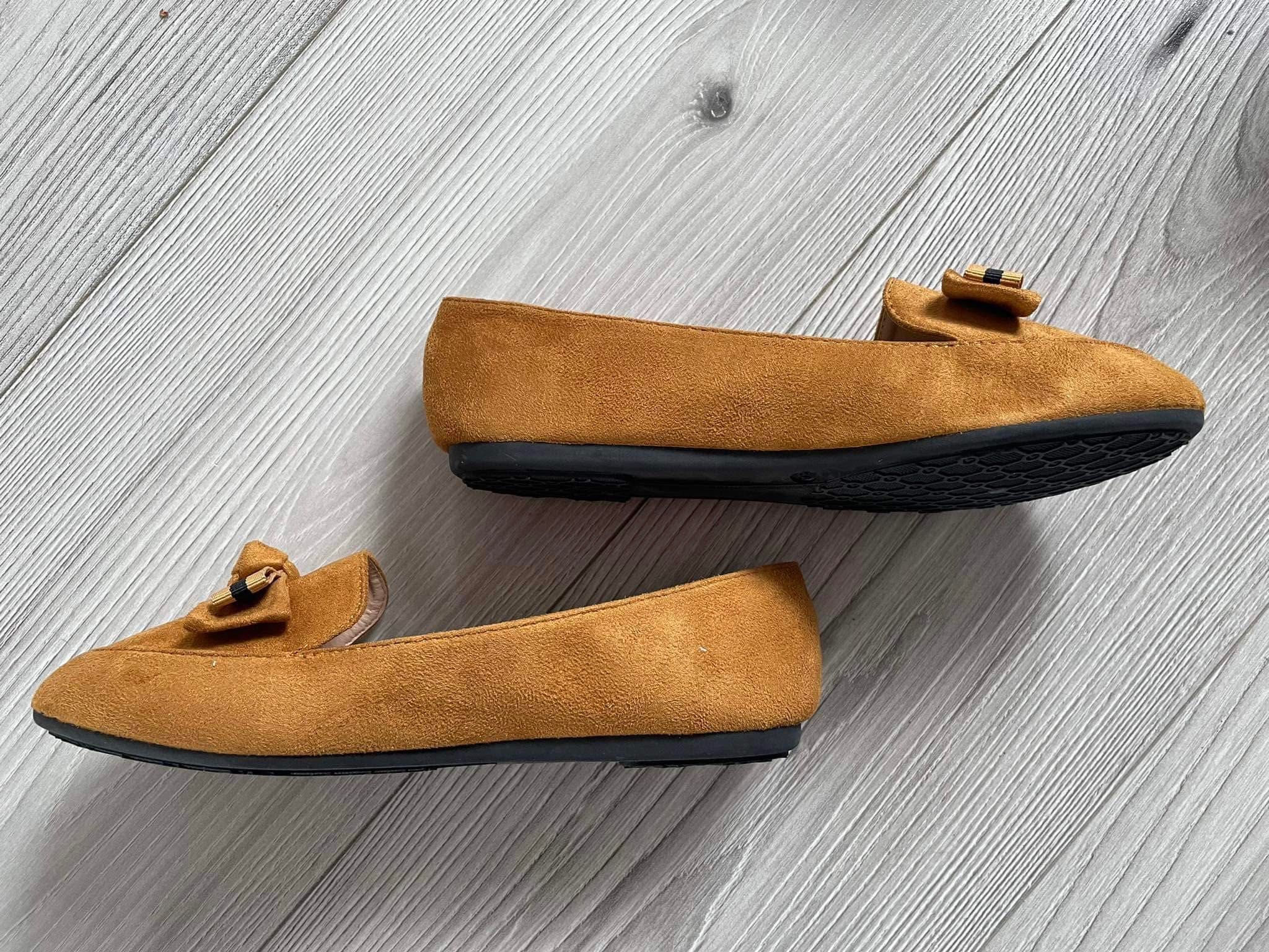 Nowe Złote i Czarne buty damskie balerinki z kokardką rozmiar 36 37