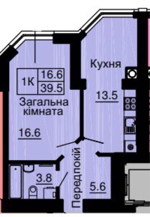 Продам квартиру однокімнатну в готовому будинку з ключами та документа