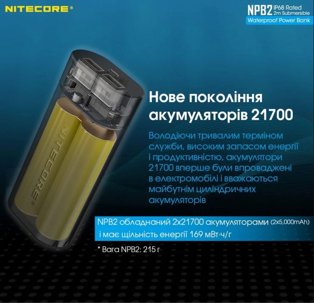 Водонепроникний Power Bank Nitecore NPB2 (Повербанк 10000mAh)