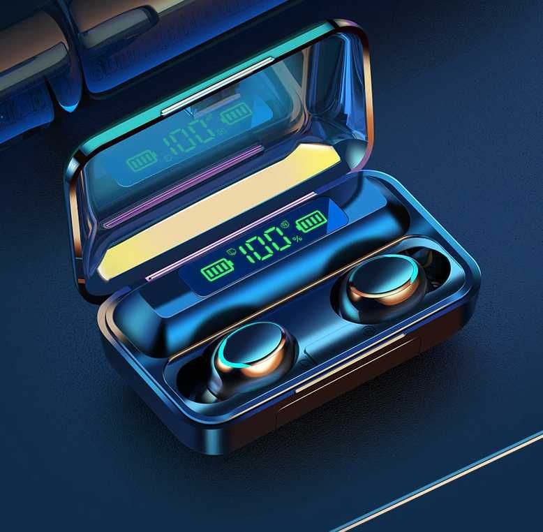 Беспроводные наушники TWS F9, powerbank 2200, влагозащита