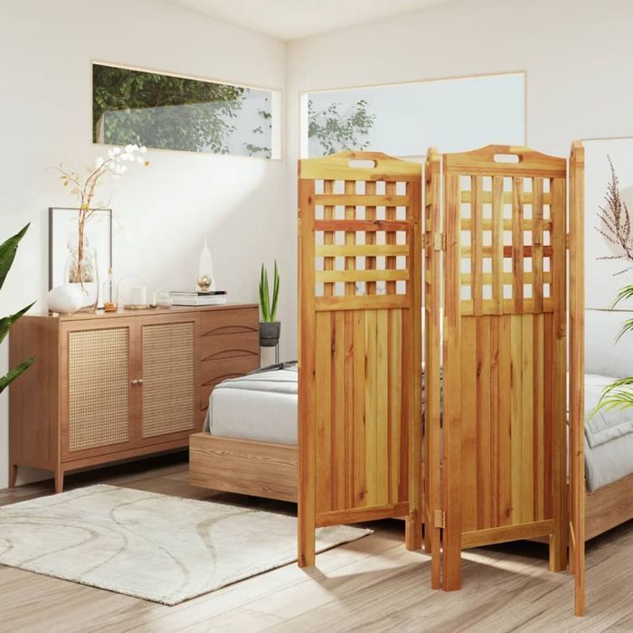 Vidaxl Parawan 4-Panelowy, 162X2X115 Cm, Lite Drewno Akacjowe