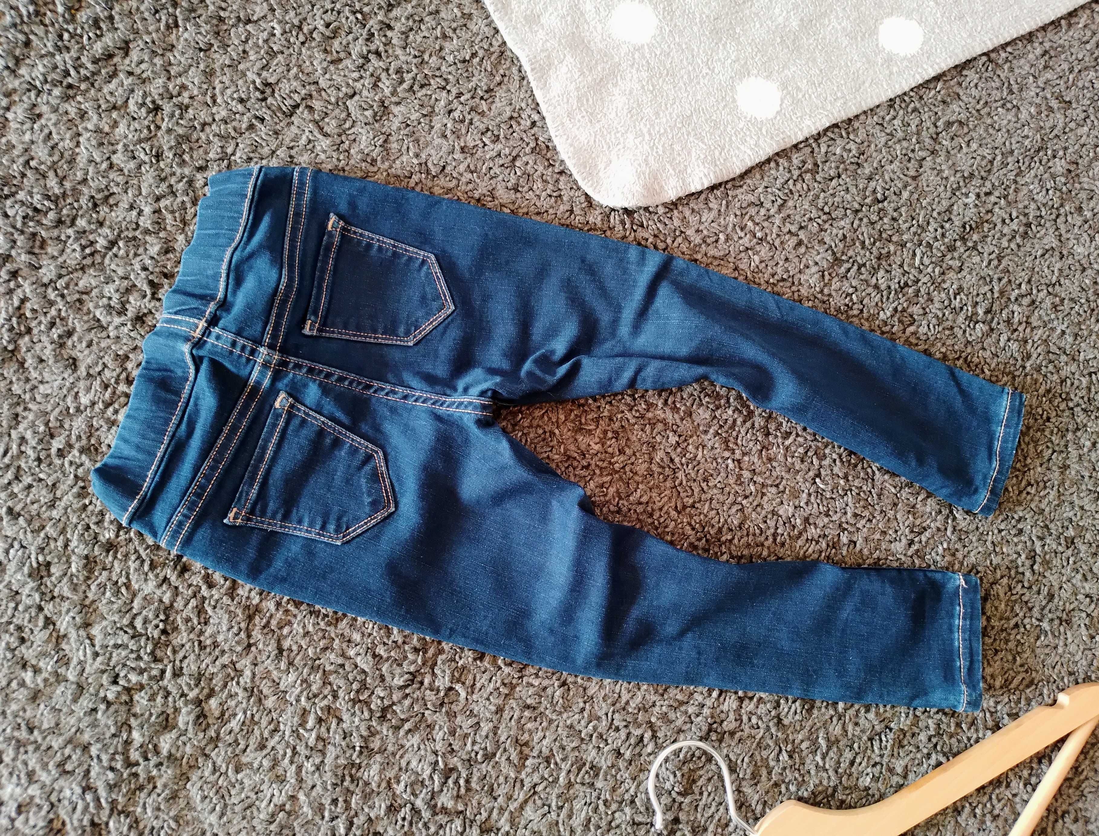 Jeansy, legginsy, slim fit, rurki h&m, r. 98