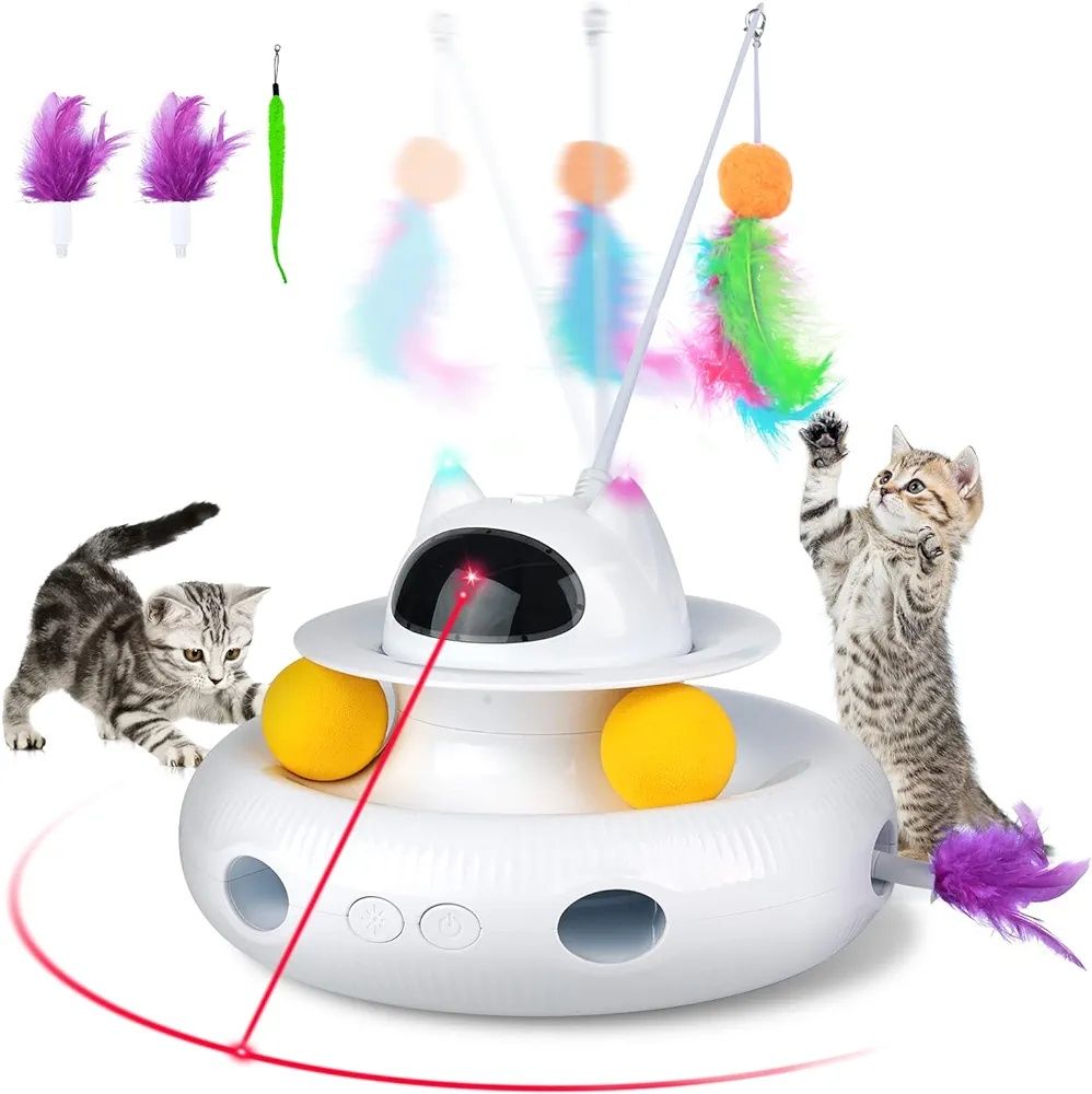 FWLWTWSS Interaktywna zabawka dla kota 4 w 1, automatyczna zabawka