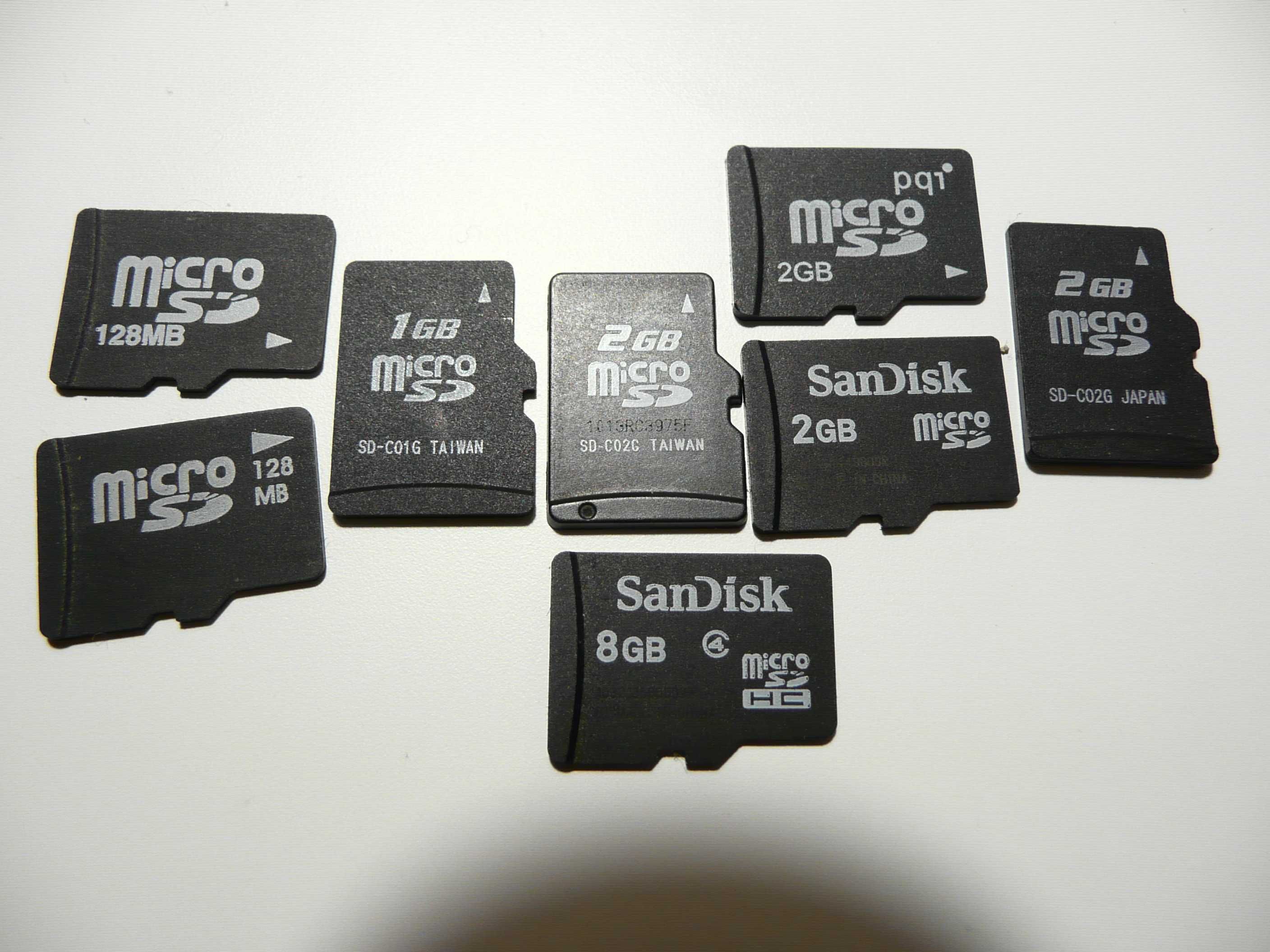 karty microSD 128mb 1gb 2gb 8gb