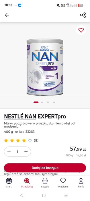 Mleko modyfikowane Nan Ha 1
