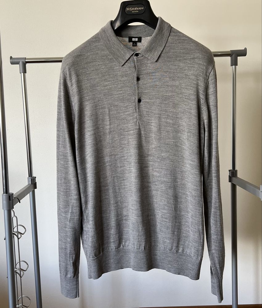 Uniqlo Extra Fine Merino Knitted Long-Sleeve Polo Shirt