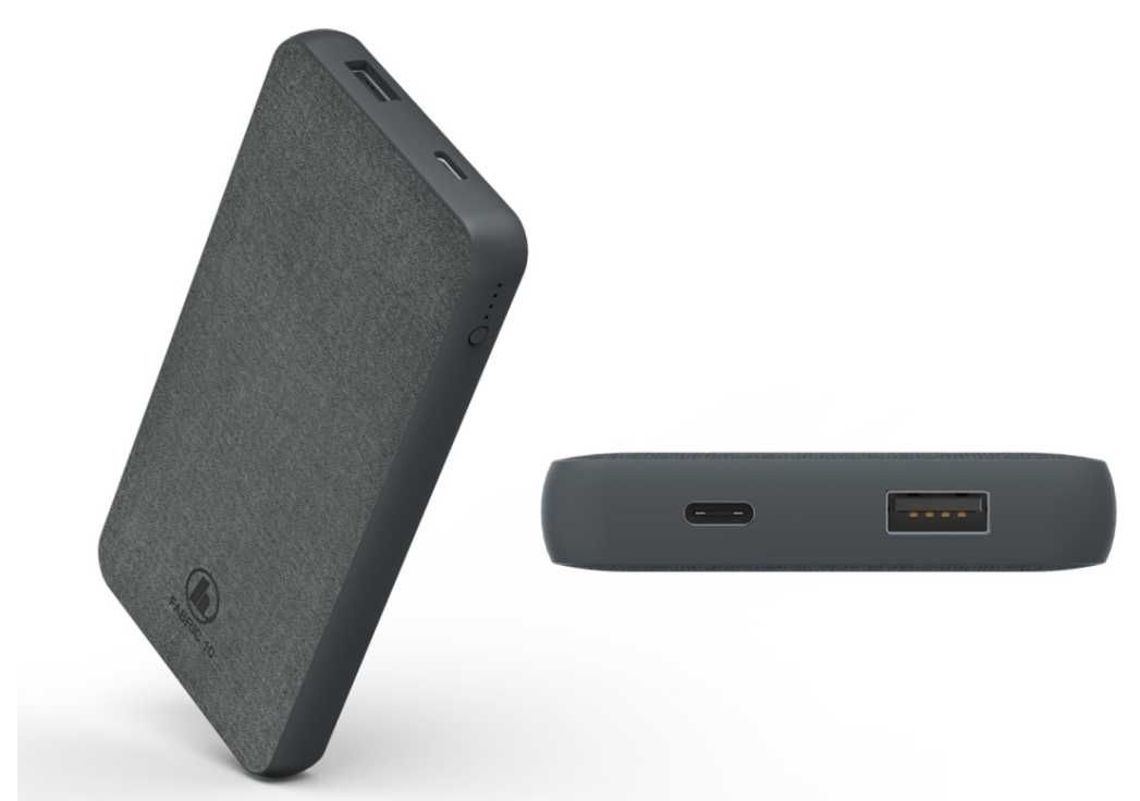 Powerbank Hama Power Pack Fabric 10000mAh Szary