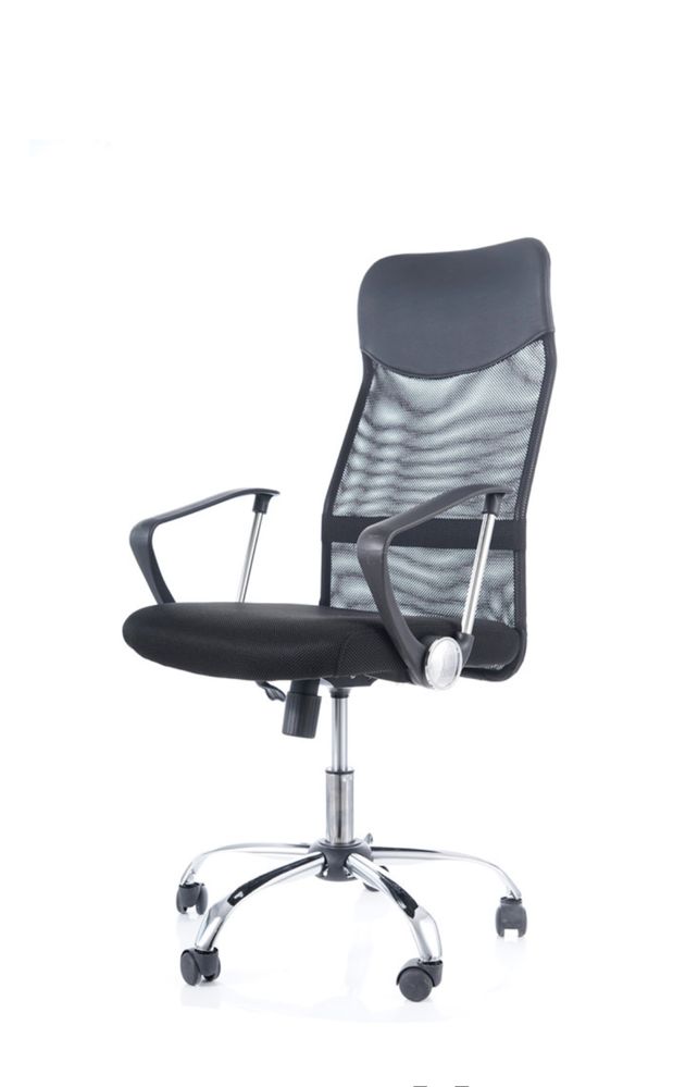 Fotel biurowy siatka czarny/chrom GRATIS