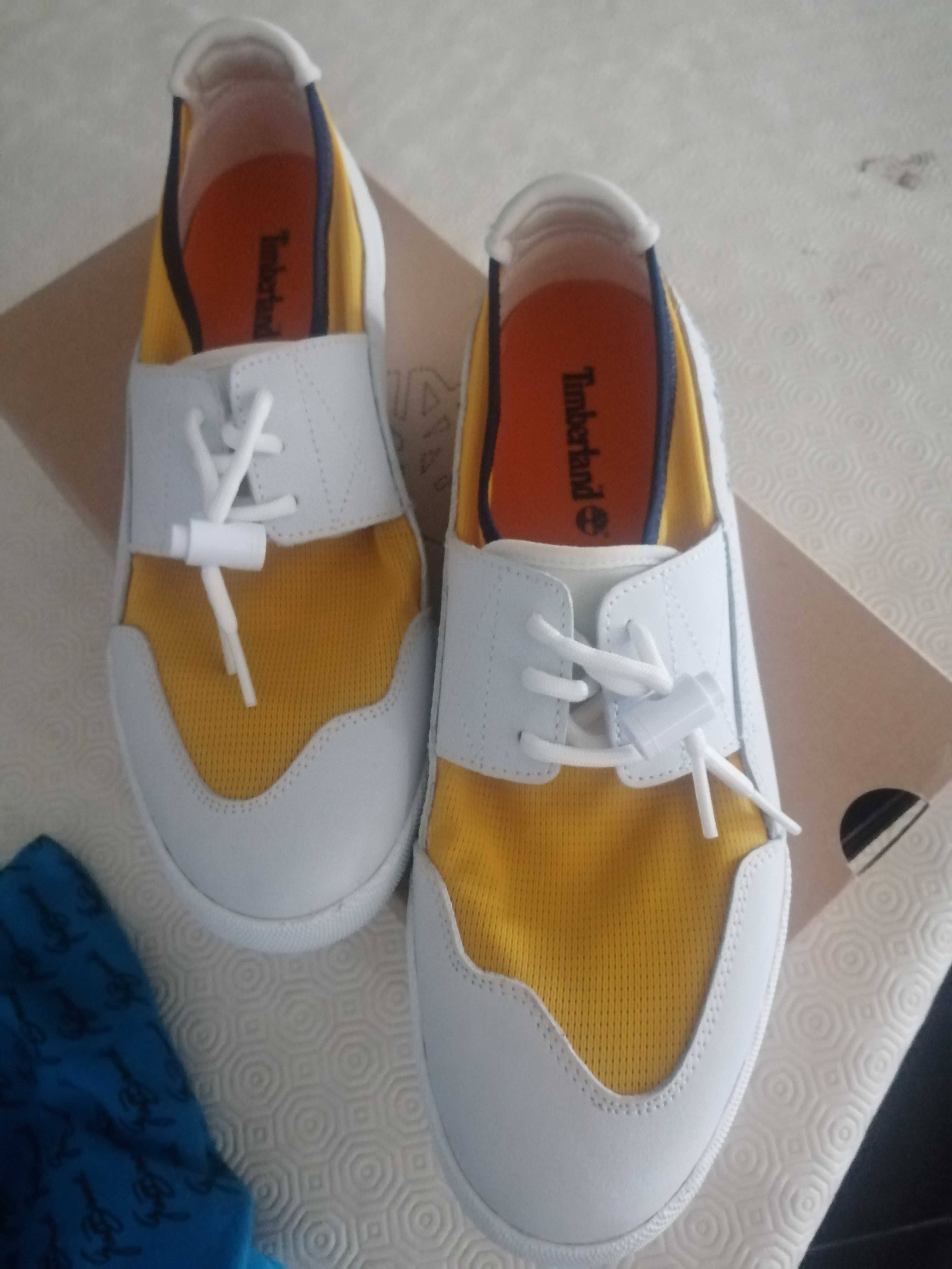 Náuticos Timberland 40 amarelos e brancos