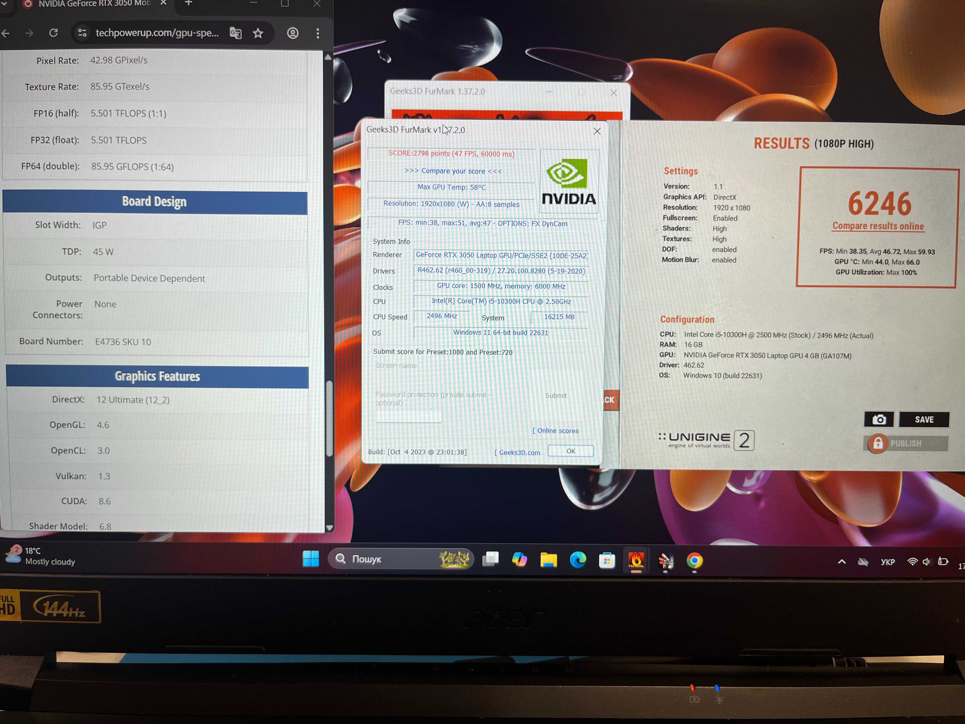 Ноутбук Acer Nitro An515-55-53E5 144Гц i5-10300H 16GB RTX3050 512GB M2