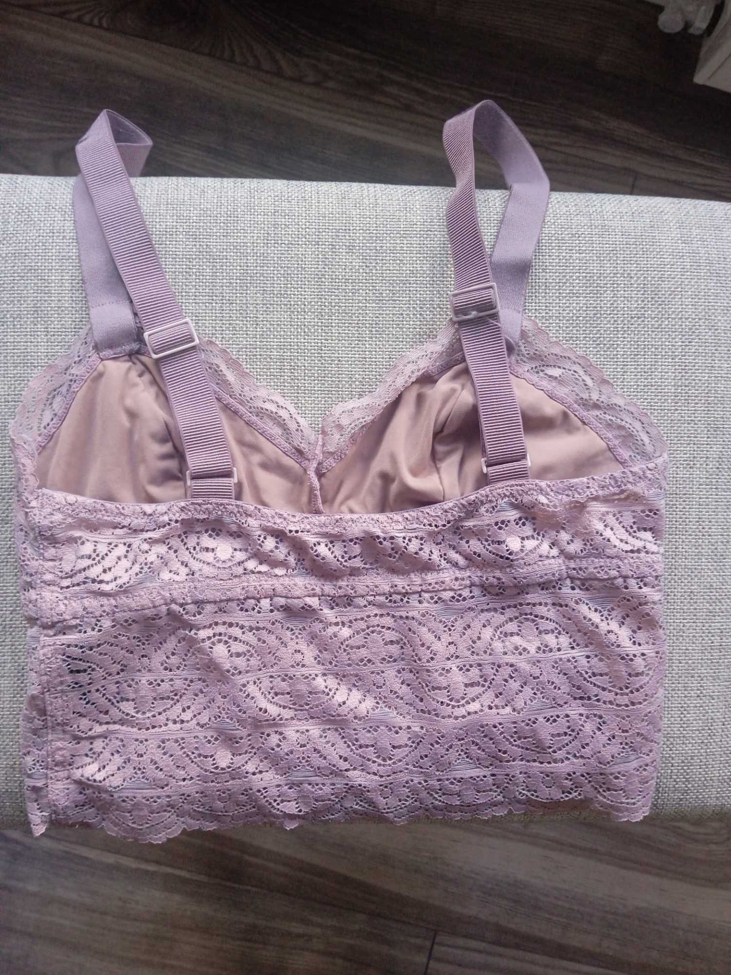 H&M koronkowy biustonosz w niezwykłym liliowym kolorze